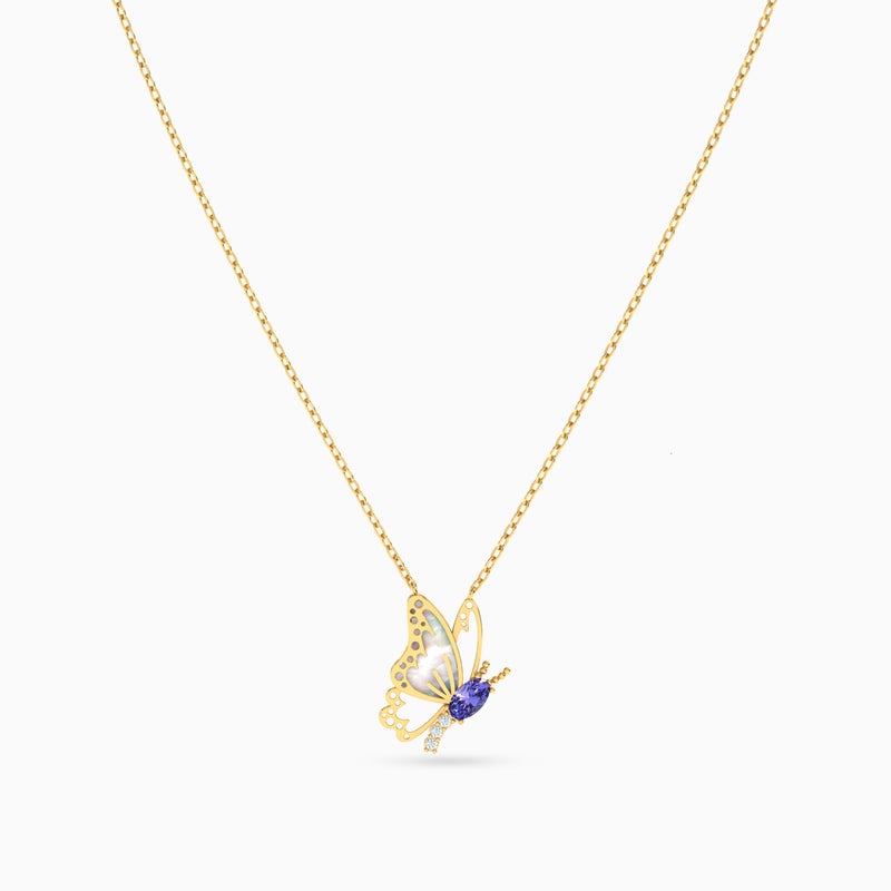 Instyle by L'azurde Butterfly Blue Stone Necklace in 18K Gold - Image 3